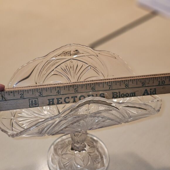 Pressed Glass Compote Footed Banana Fruit Boat Stand Basket Pedestal 8" Tall - Picture 10 of 11
